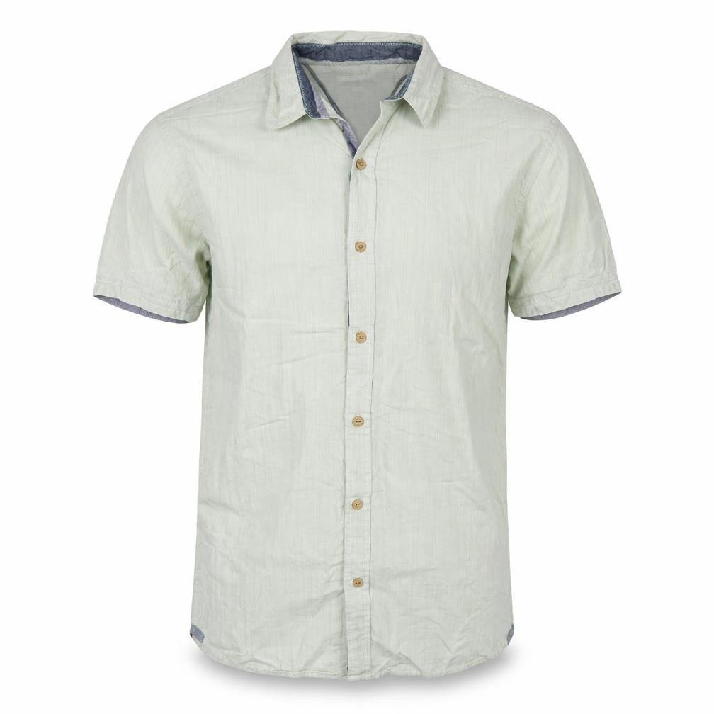 White Stuff Men's Sea Green Classic Fit Cotton Short Sleeve Shirt M