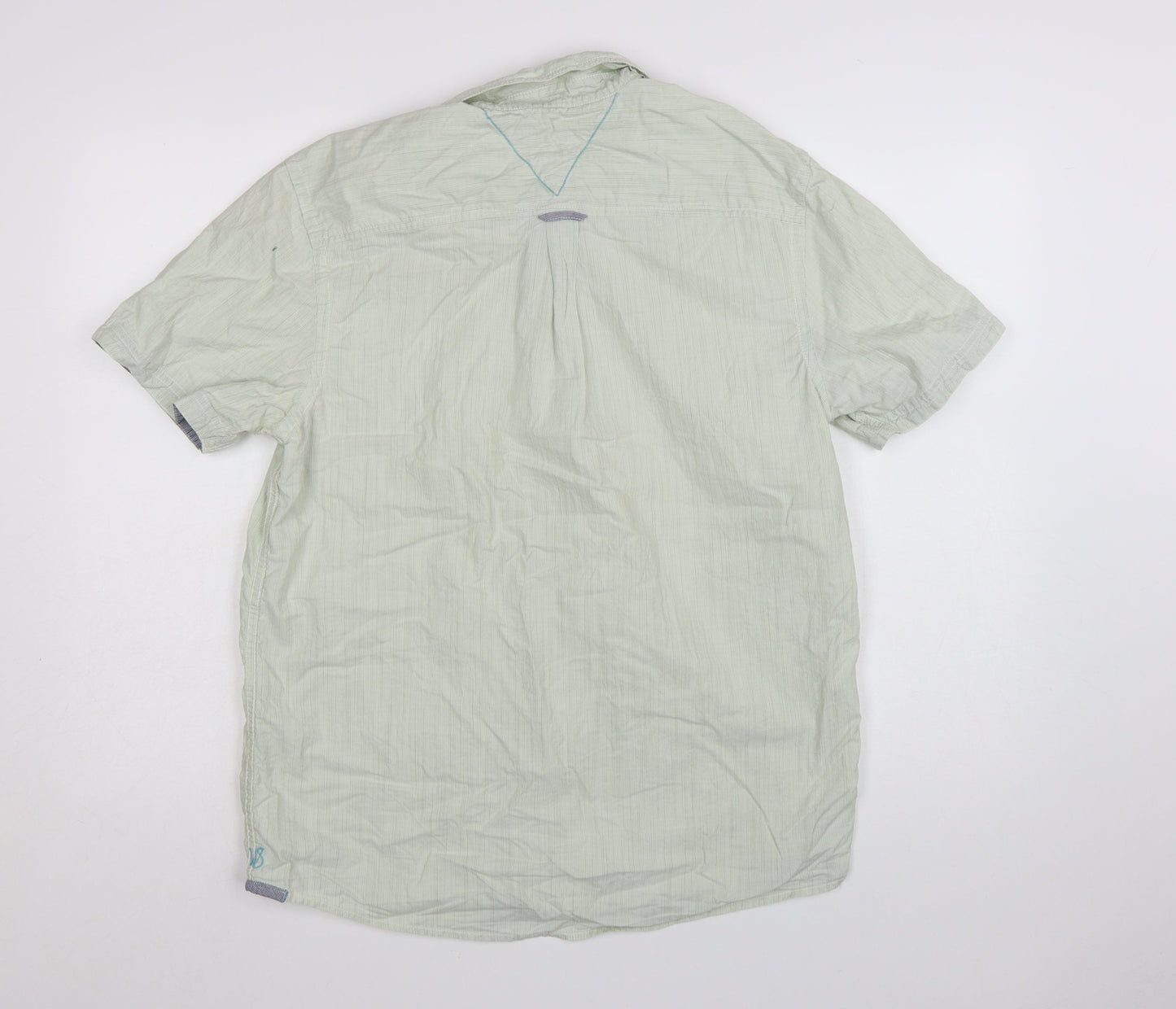 White Stuff Men's Sea Green Classic Fit Cotton Short Sleeve Shirt M