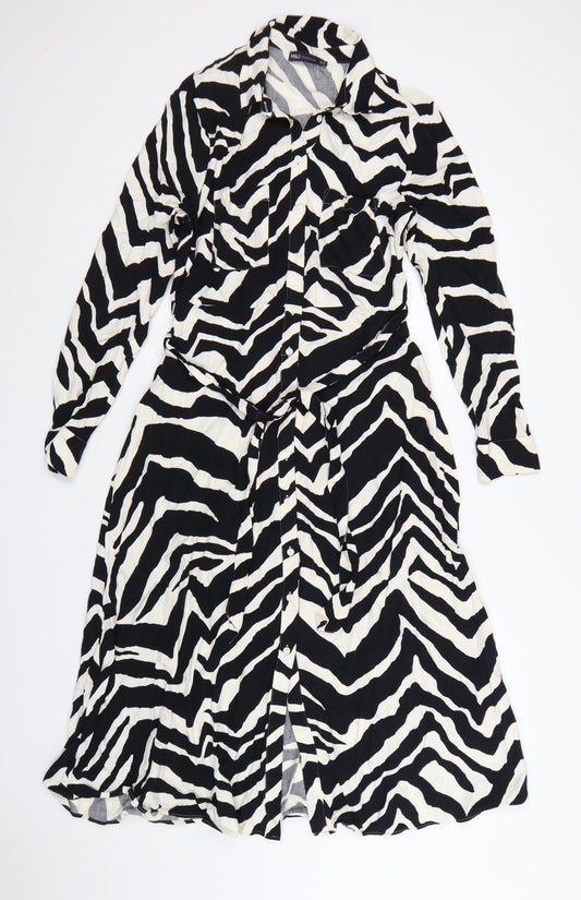 Marks and Spencer Women’s Black Zebra Print Viscose Shirt Dress Size 12