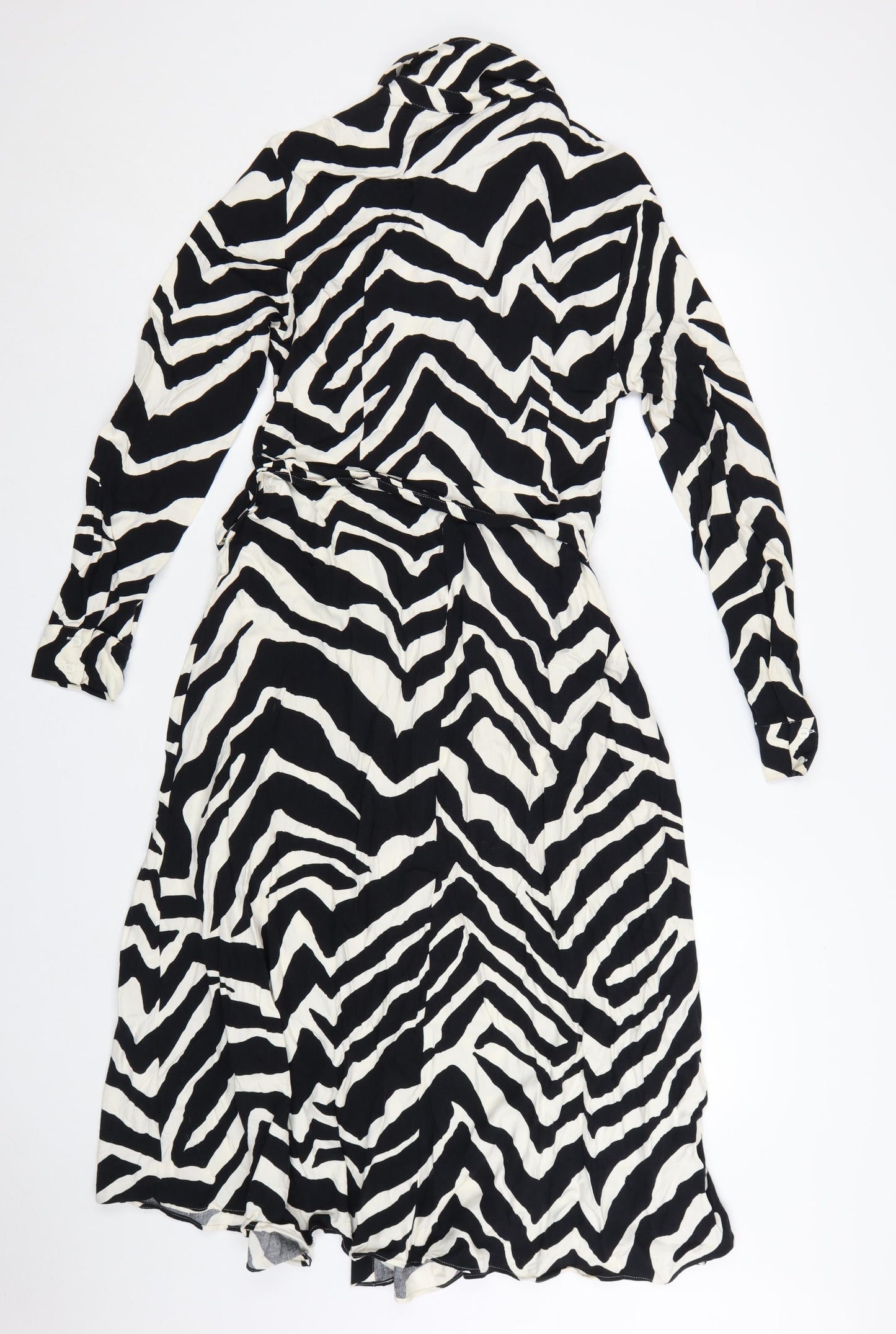 Marks and Spencer Women’s Black Zebra Print Viscose Shirt Dress Size 12