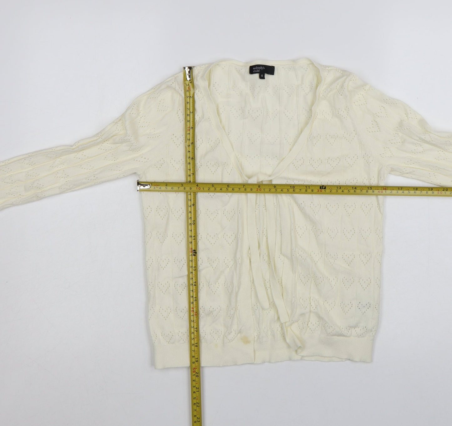 Nobody’s Child Women’s Ivory Knit Tie Cardigan Size 10