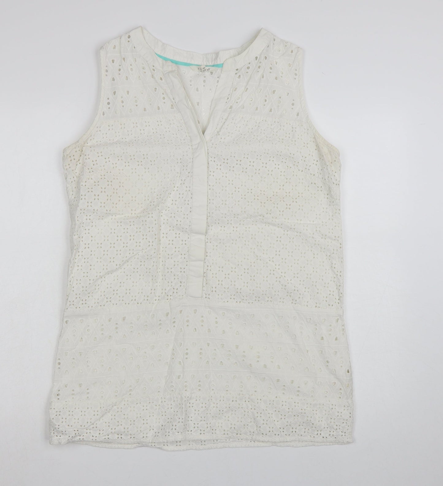 White Stuff Women's White Cotton Sleeveless Shift Dress UK 14