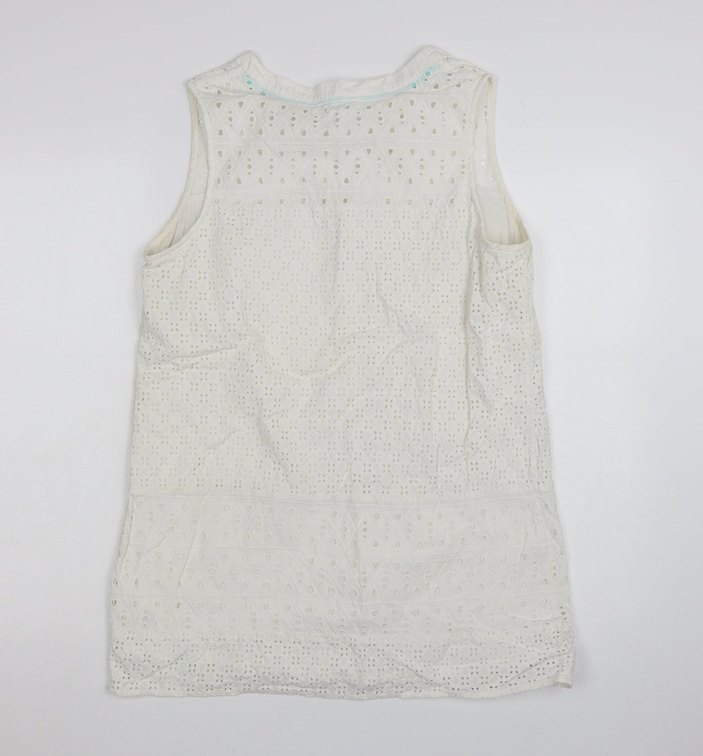 White Stuff Women's White Cotton Sleeveless Shift Dress UK 14