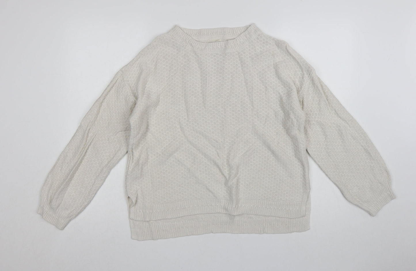 Fat Face Women’s Ivory Knit Crew Neck Pullover Jumper Size 14