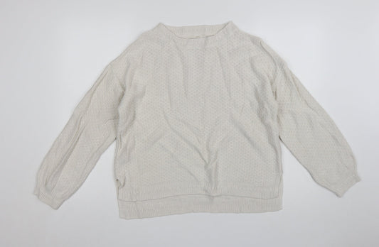 Fat Face Women’s Ivory Knit Crew Neck Pullover Jumper Size 14