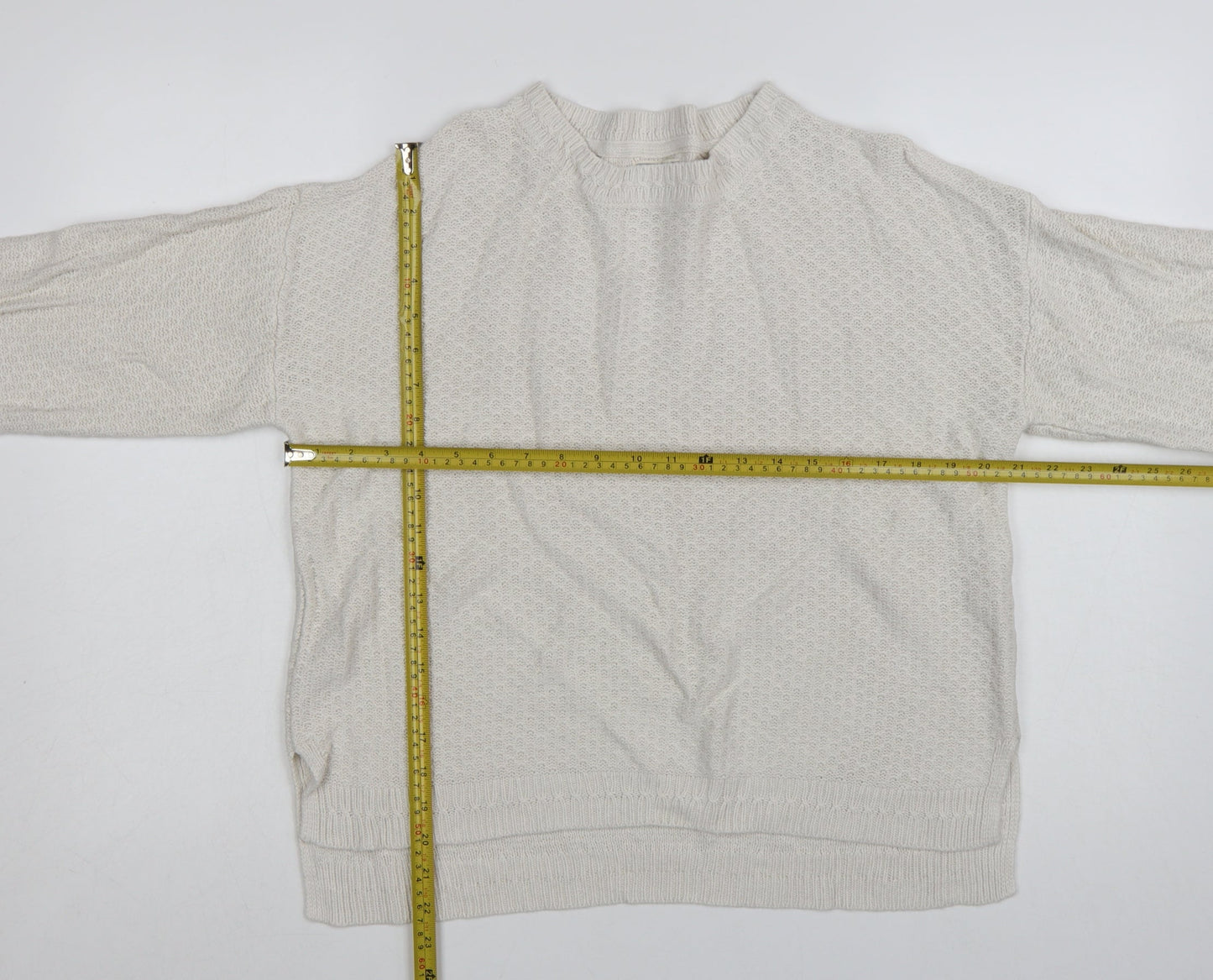 Fat Face Women’s Ivory Knit Crew Neck Pullover Jumper Size 14