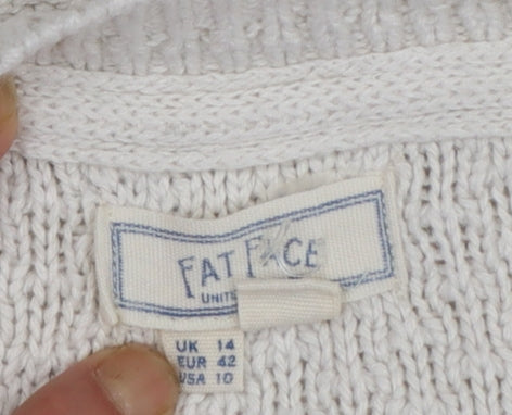 Fat Face Women’s Ivory Knit Crew Neck Pullover Jumper Size 14