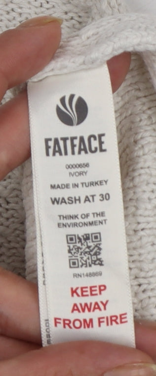 Fat Face Women’s Ivory Knit Crew Neck Pullover Jumper Size 14