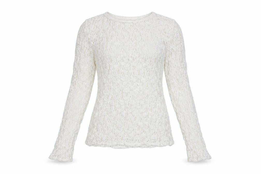 Marks and Spencer Women's White Long Sleeve Lace Cotton Blend Top Size 8