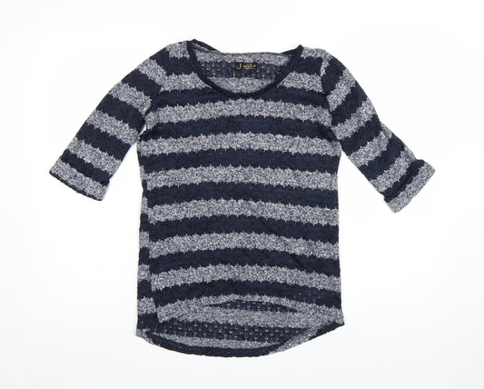 New Look Women’s Blue Striped Knit Pullover Jumper Size 8