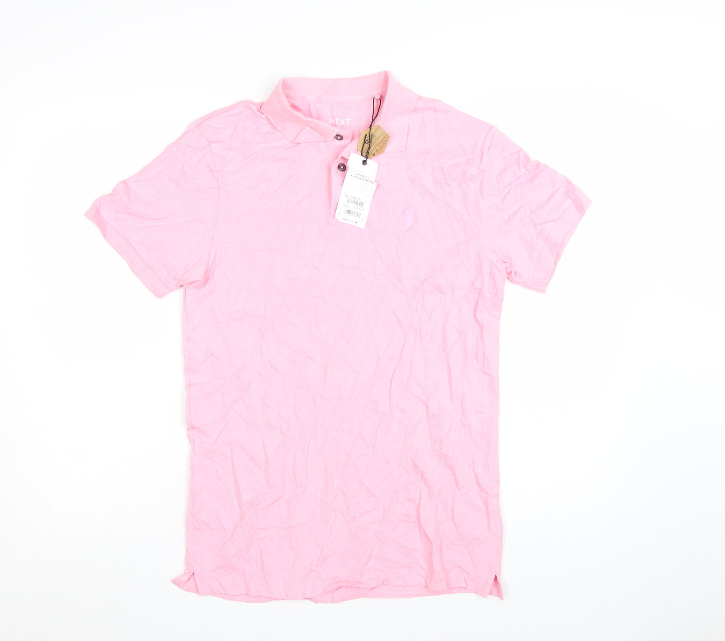 Next Men's Pink Short Sleeve Cotton Polo Shirt Size S