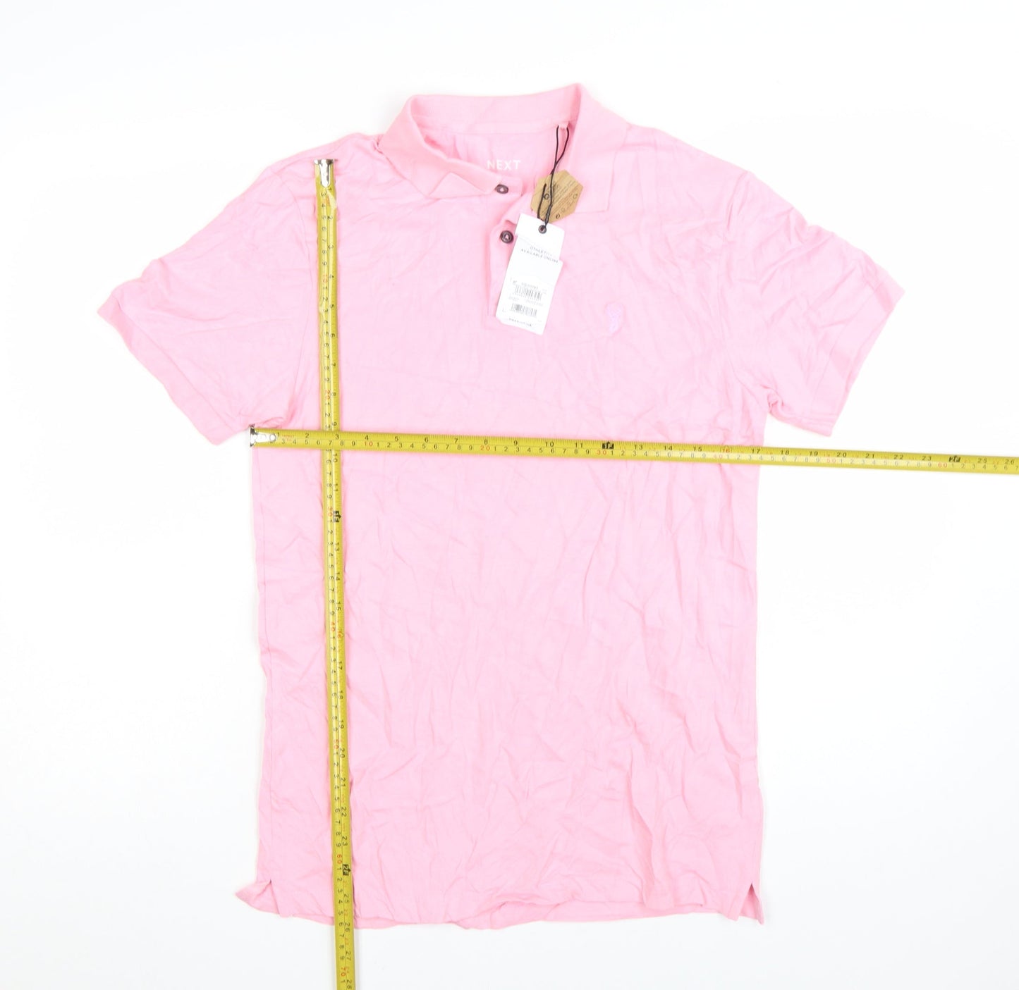 Next Men's Pink Short Sleeve Cotton Polo Shirt Size S