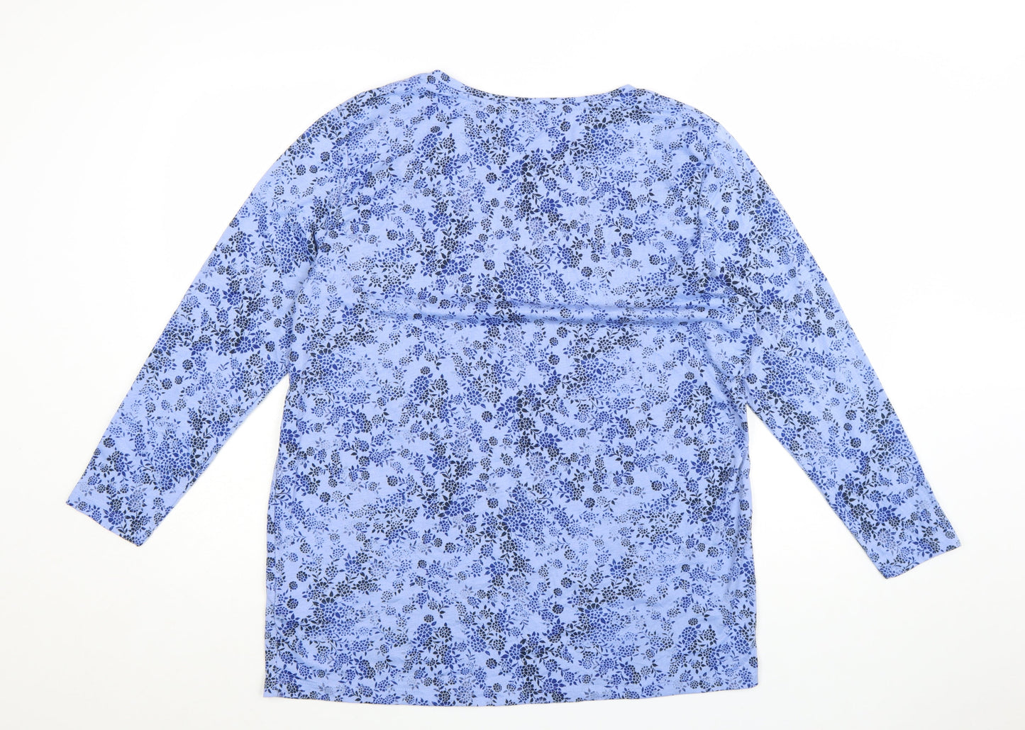 Marks and Spencer Women's Blue Floral Long Sleeve Polyester Top Size 16