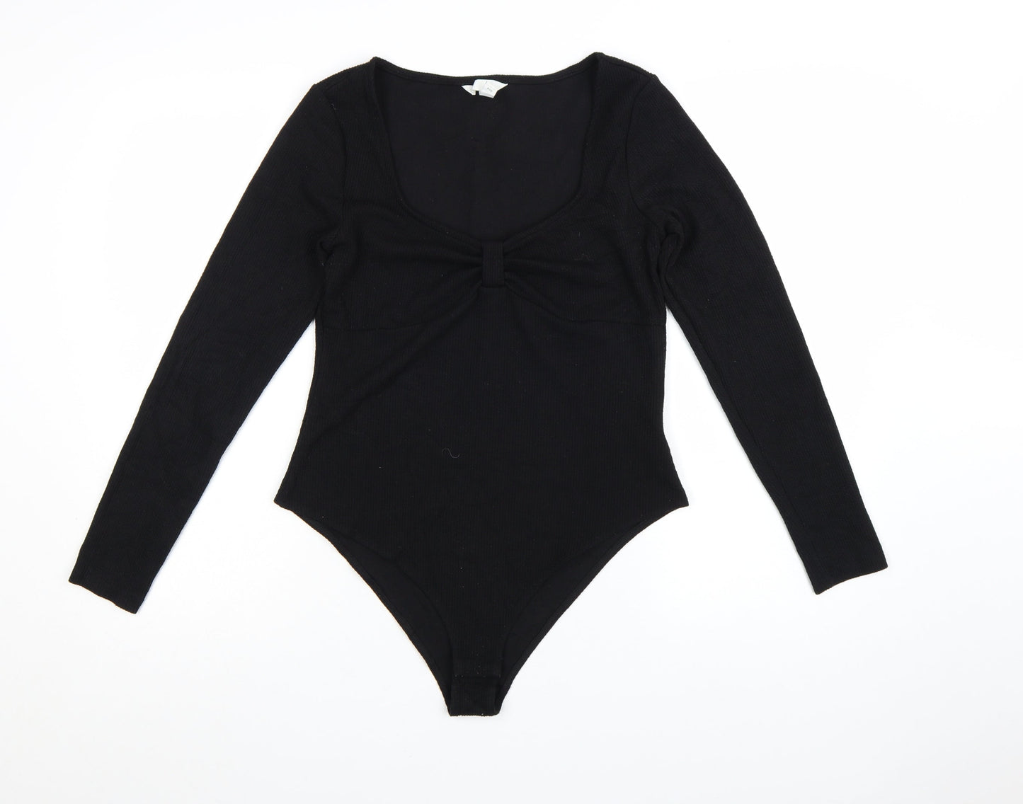 H&M Womens Black Long Sleeve Bodysuit Size L Polyester Blend
