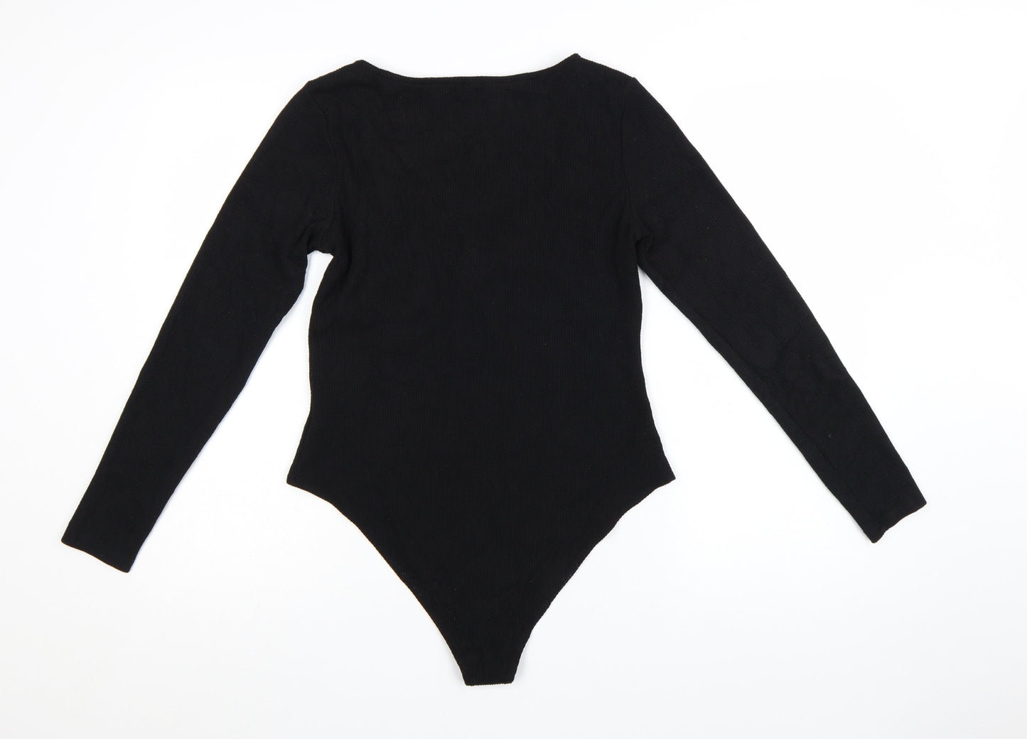 H&M Womens Black Long Sleeve Bodysuit Size L Polyester Blend