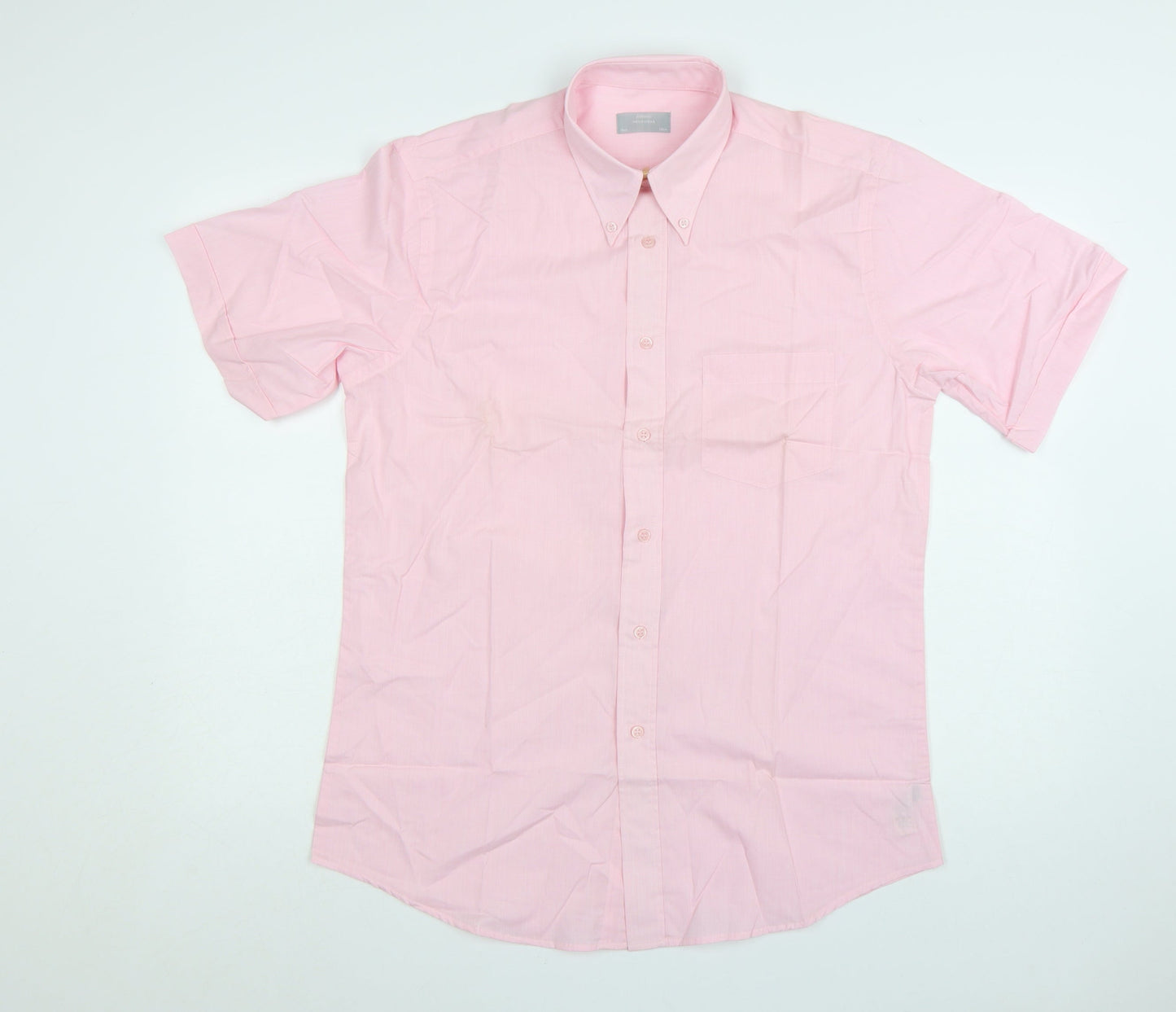 St. Bernard Men's Pink Short Sleeve Button-Up Cotton Shirt 15in Collar