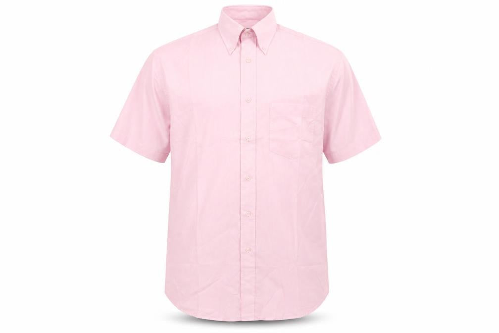 St Bernard Men's Pink Short Sleeve Button-Up Cotton Shirt 15in Collar