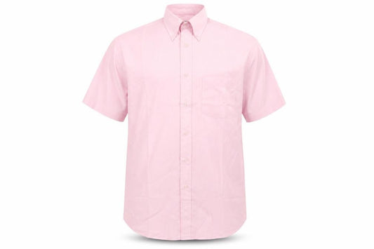 St Bernard Men's Pink Short Sleeve Button-Up Cotton Shirt 15in Collar