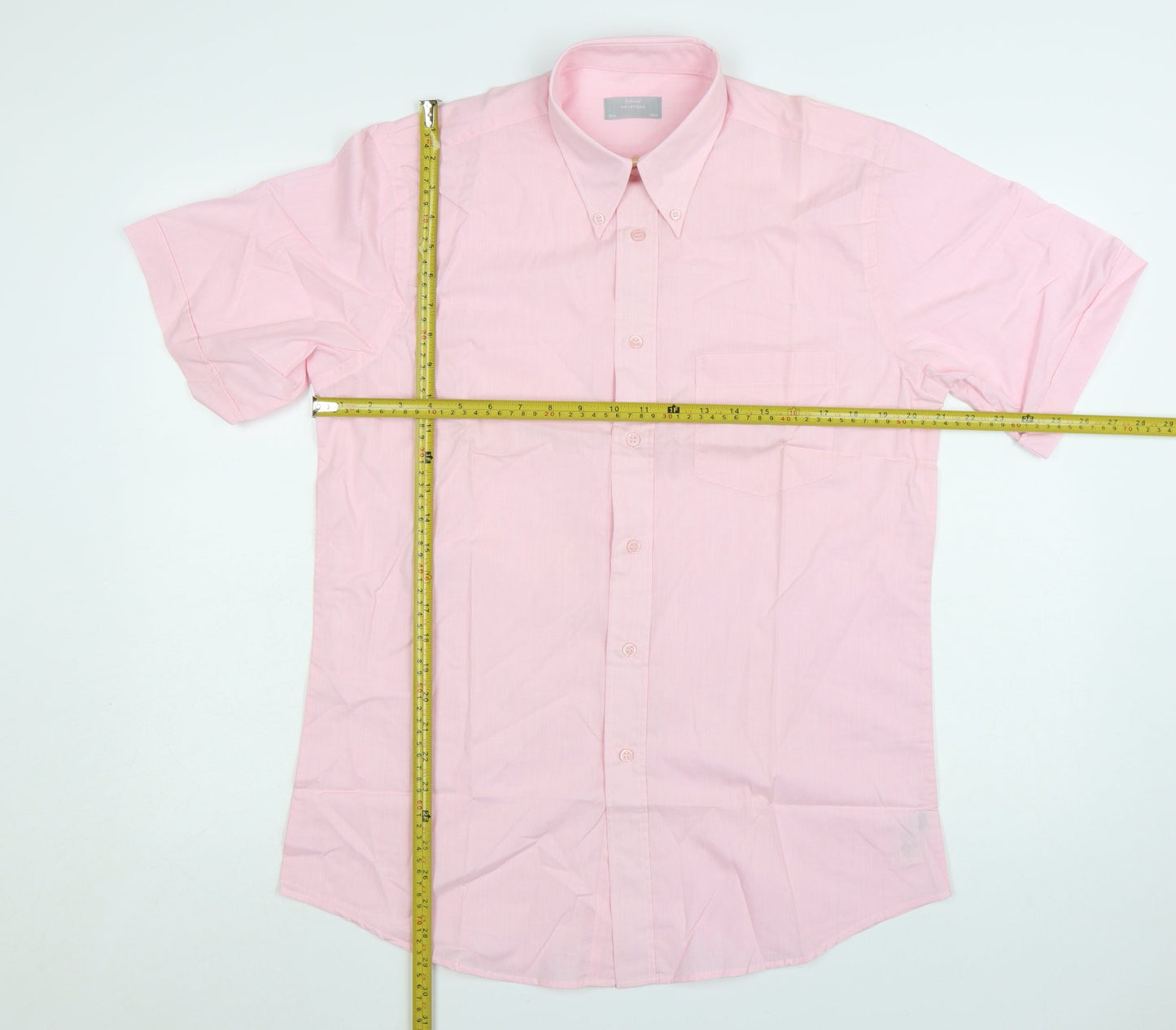 St. Bernard Men's Pink Short Sleeve Button-Up Cotton Shirt 15in Collar