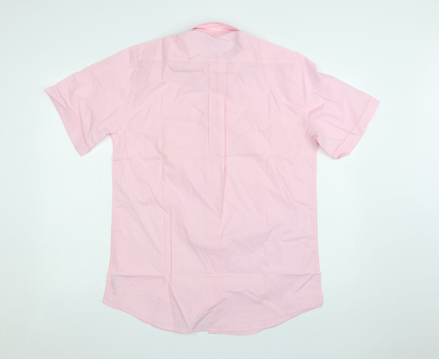 St. Bernard Men's Pink Short Sleeve Button-Up Cotton Shirt 15in Collar