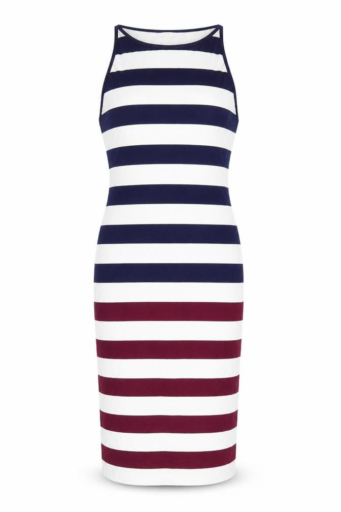 Ted Baker Women's Multicoloured Striped Bodycon Halter Dress Size 14