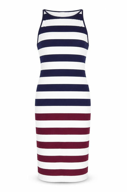 Ted Baker Women's Multicoloured Striped Bodycon Halter Dress Size 14