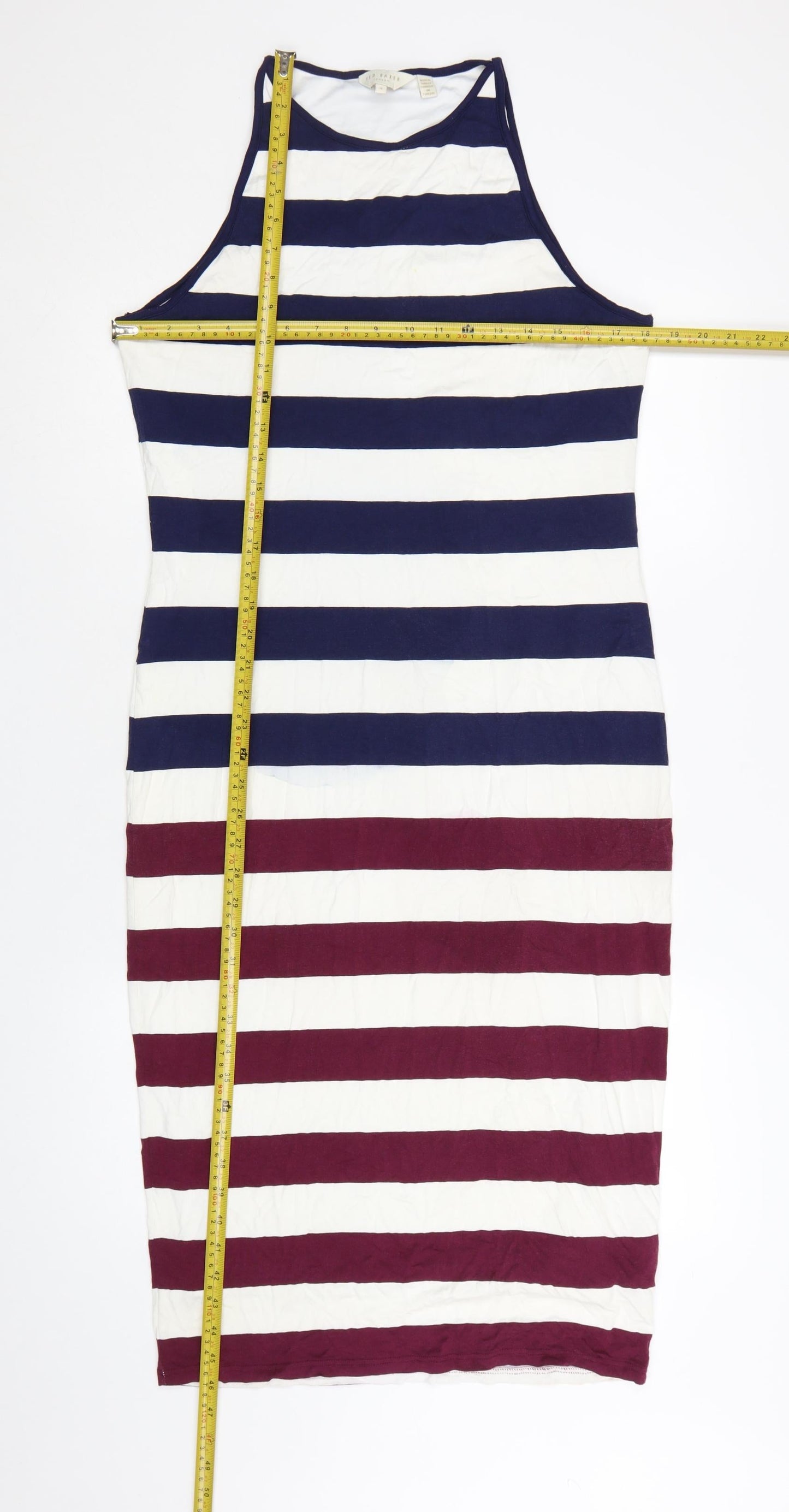 Ted Baker Women's Multicoloured Striped Bodycon Halter Dress Size 14