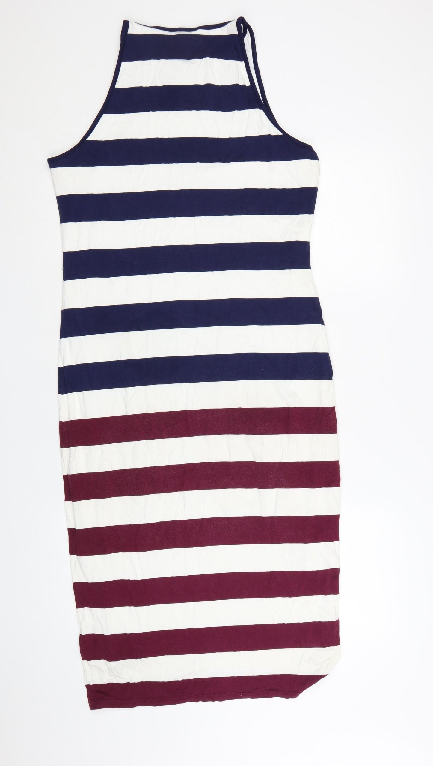 Ted Baker Women's Multicoloured Striped Bodycon Halter Dress Size 14
