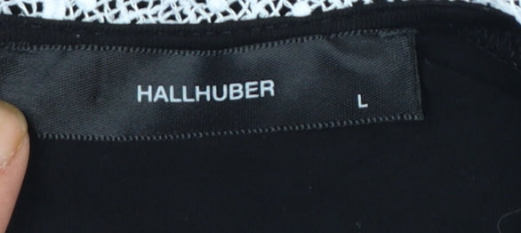 Hallhuber Women's Black Long Sleeve Lace Collar Blouse Size L