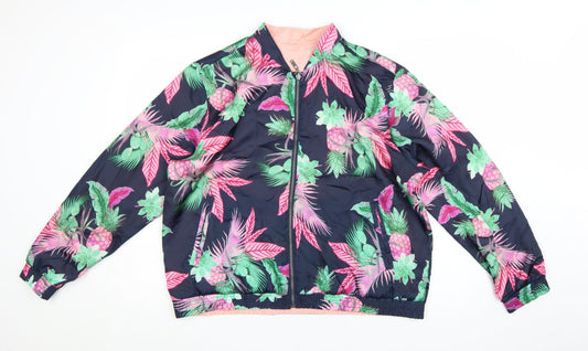 GAP Women Multicoloured XL Tropical Reversible Bomber Jacket