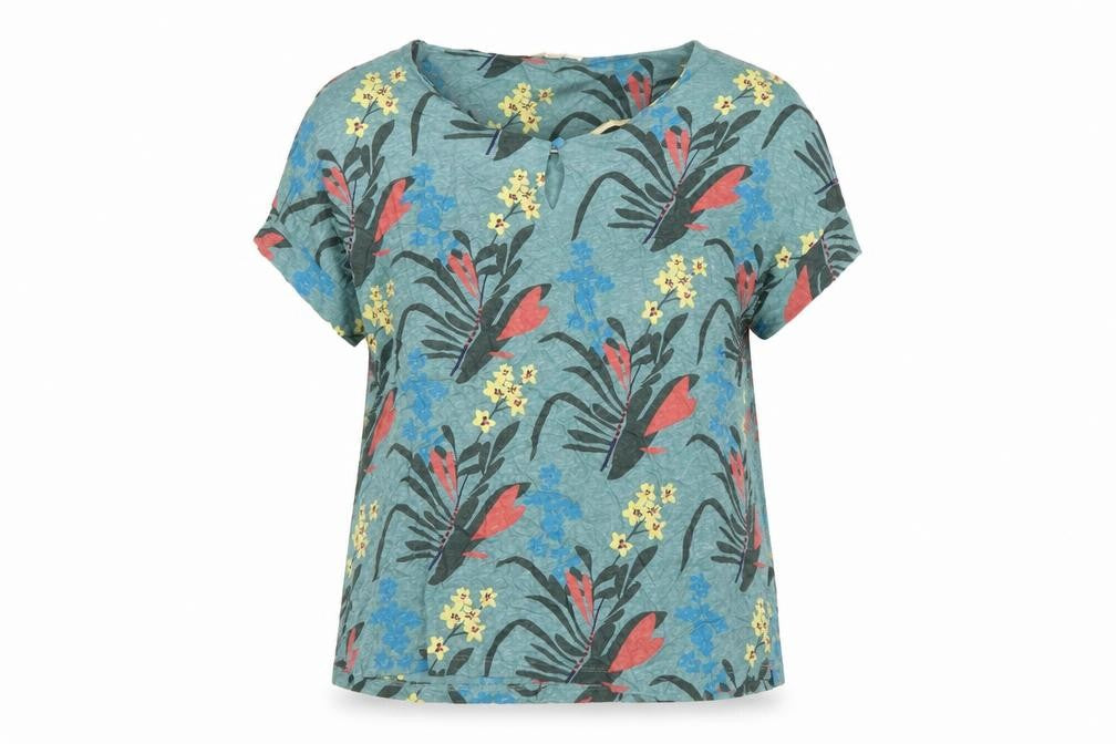 White Stuff Womens Multicoloured Linen Floral T-Shirt Size 10