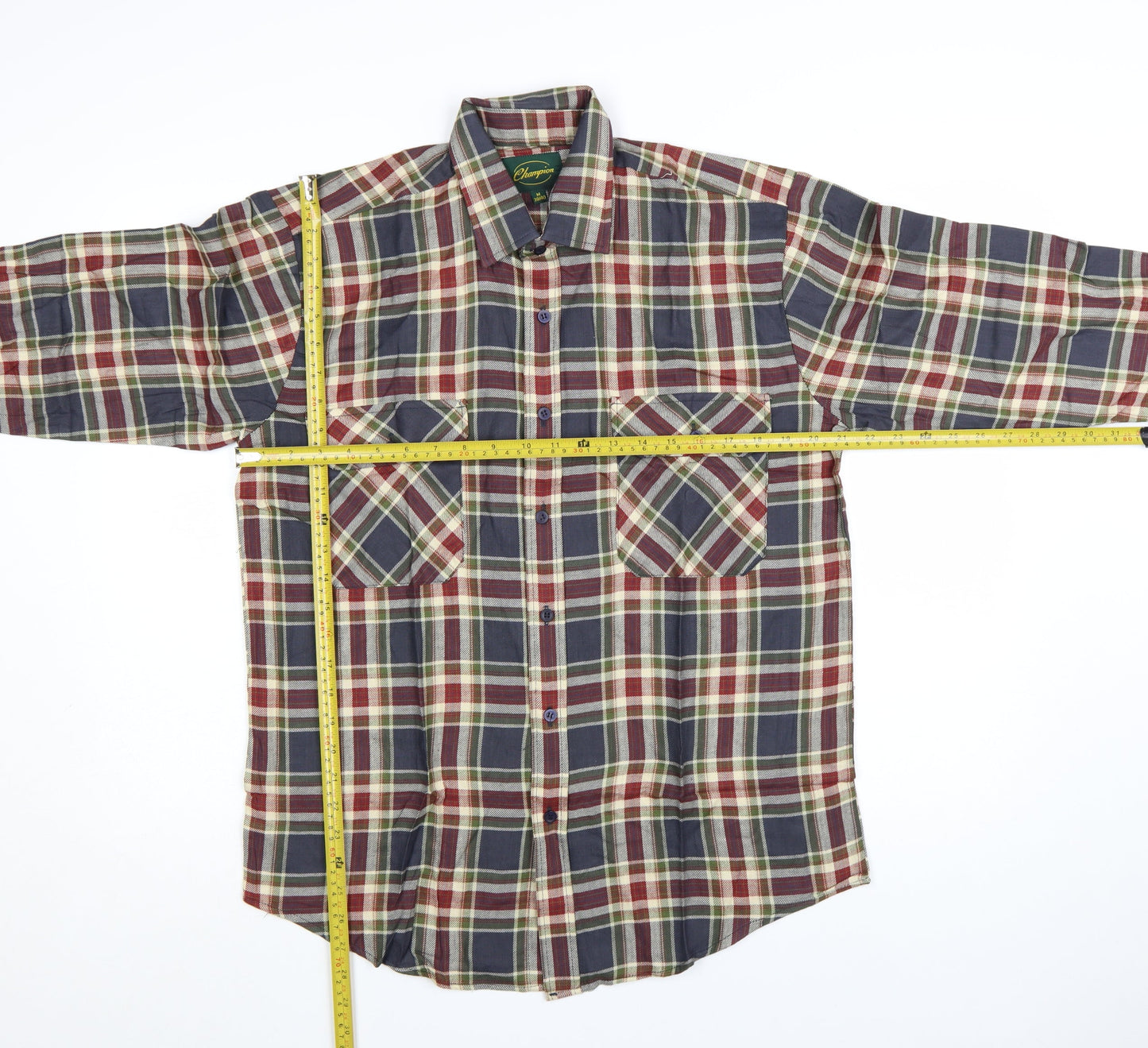 Champion Men's Multicoloured Plaid Button-Up Cotton Shirt M 39/40