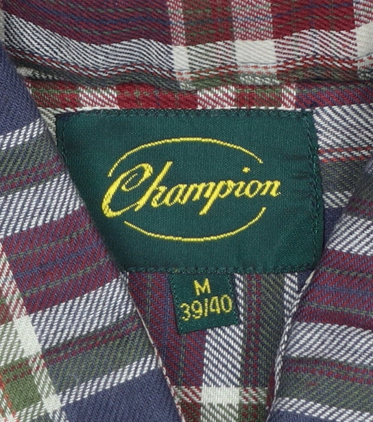 Champion Men's Multicoloured Plaid Button-Up Cotton Shirt M 39/40