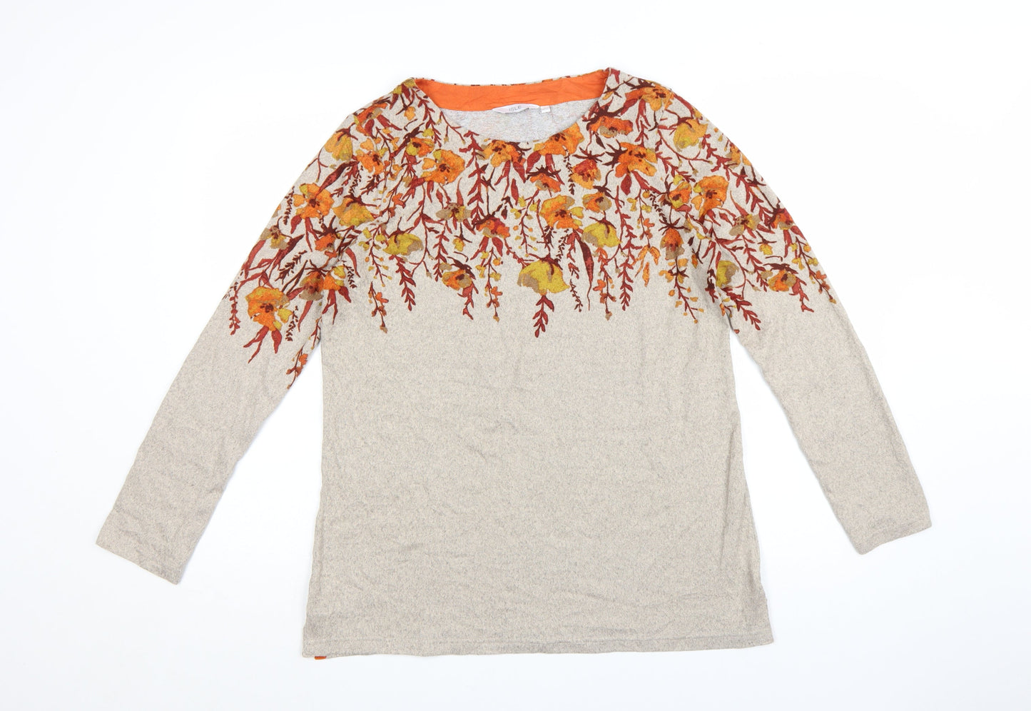 Isle Women Beige Floral Long Sleeve Pullover Jumper Size S 10-12