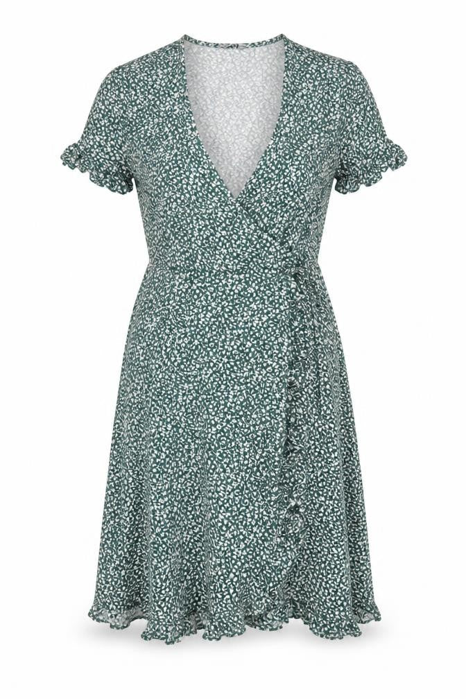 Pull&Bear Women’s Green Floral Wrap Mini Dress Size 12