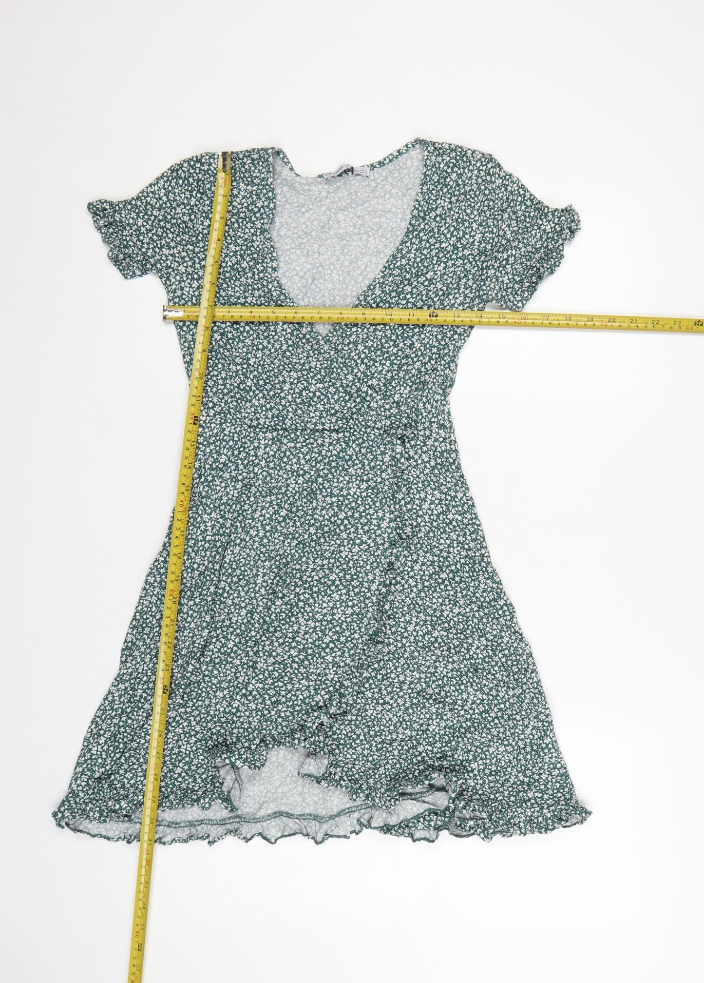 Pull&Bear Women’s Green Floral Wrap Mini Dress Size 12