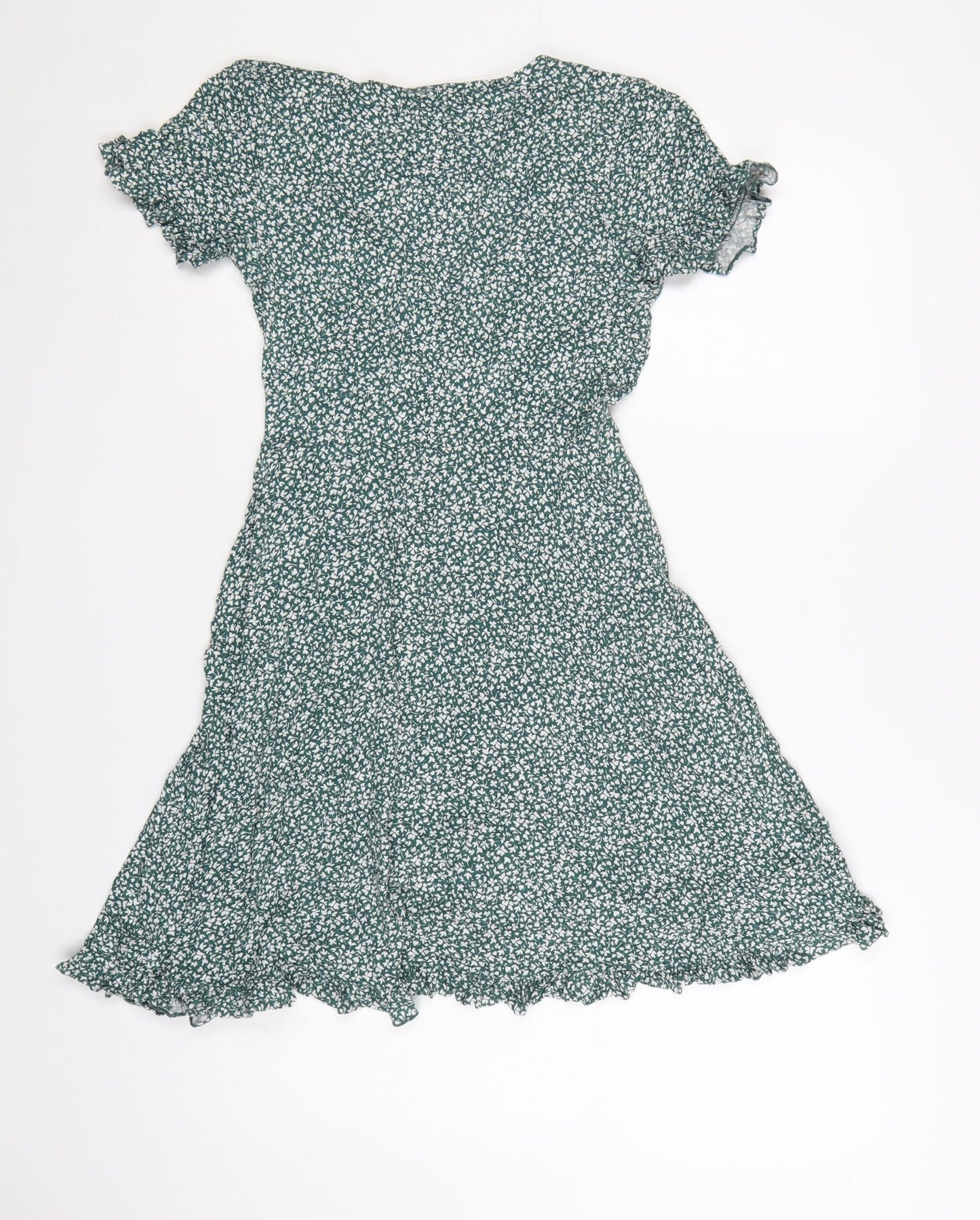 Pull&Bear Women’s Green Floral Wrap Mini Dress Size 12