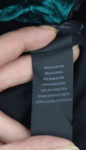 MAN Men's Black & Green Velvet Colourblock T-Shirt Size L
