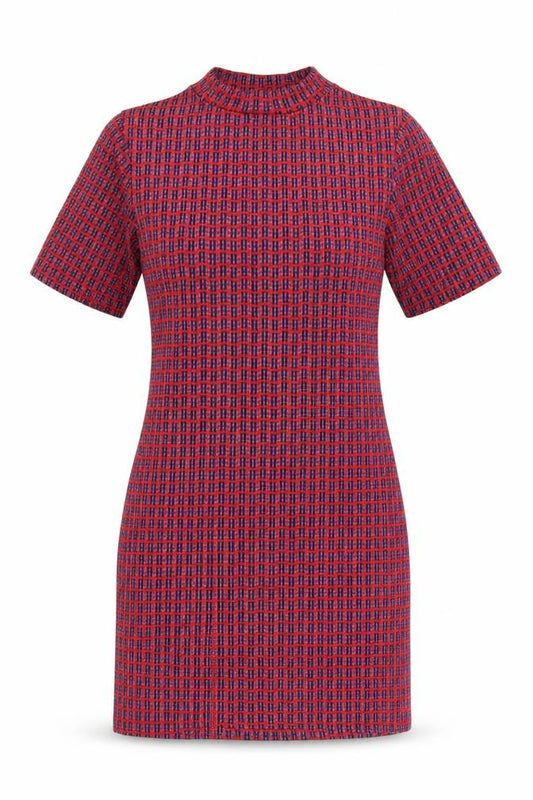 Topshop Women’s Red Geometric Short Sleeve Shift Dress Size 10