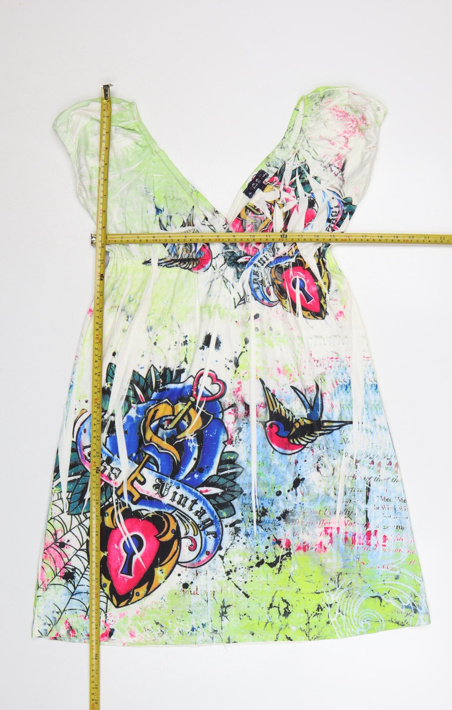 New York Laundry Women's Multicoloured M A-Line V-Neck Graphic Dress
