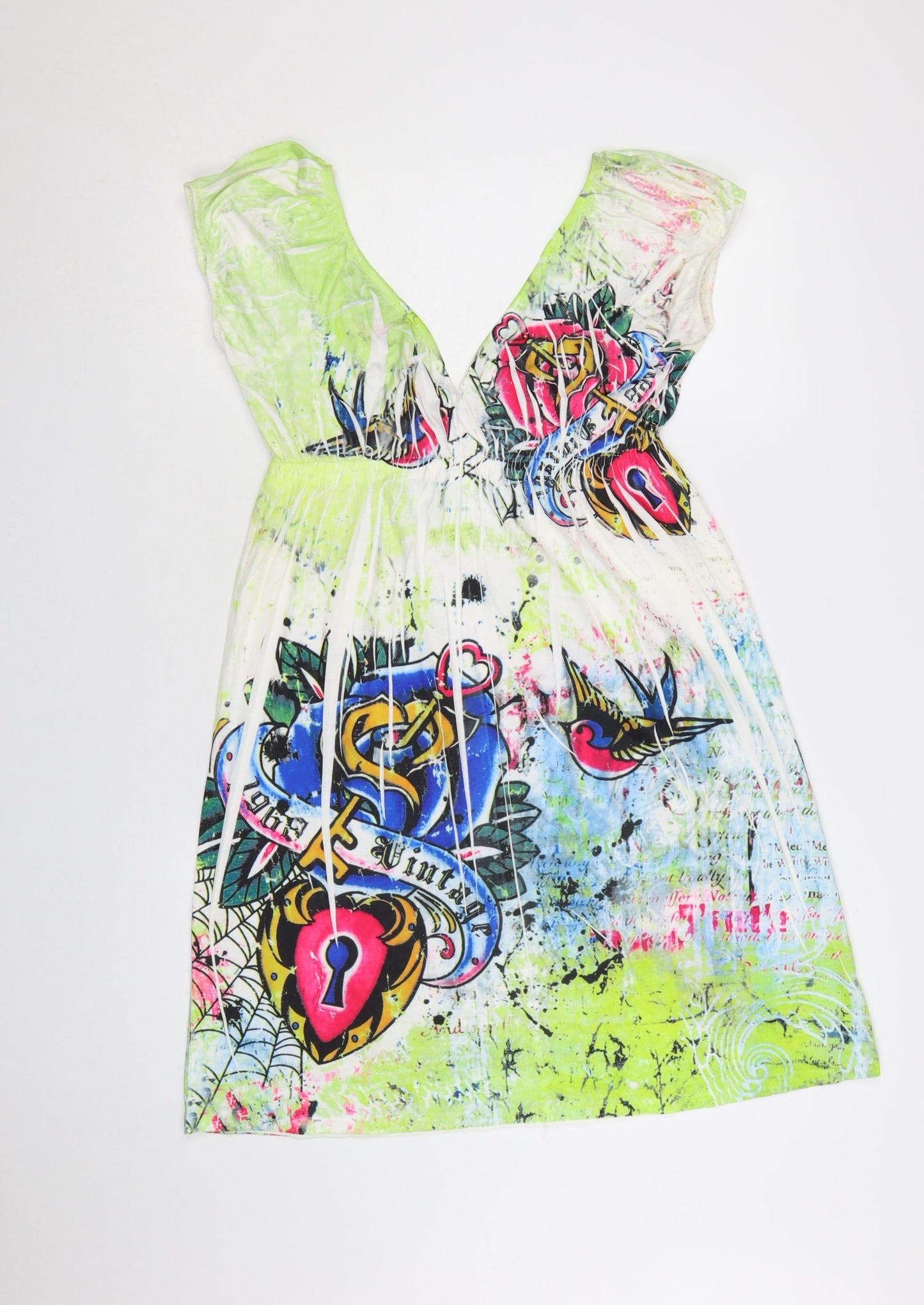 New York Laundry Women's Multicoloured M A-Line V-Neck Graphic Dress