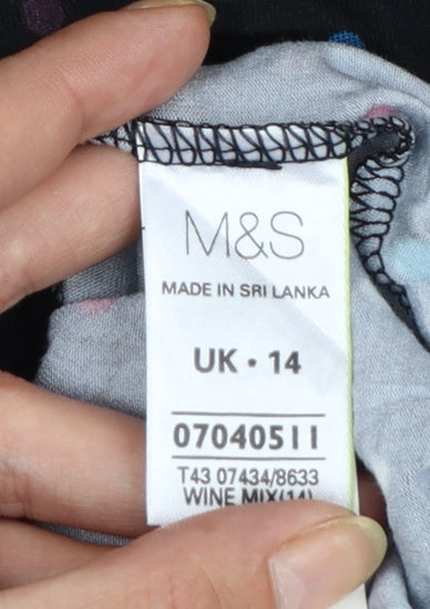 Marks and Spencer Women’s Black Polka Dot 3/4 Sleeve Viscose Blouse UK 14