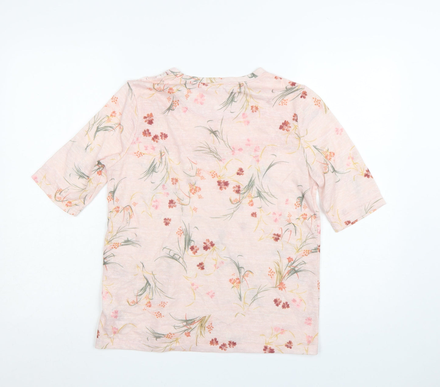 Marks and Spencer Per Una Women's Pink Floral Lace Short Sleeve Top UK12