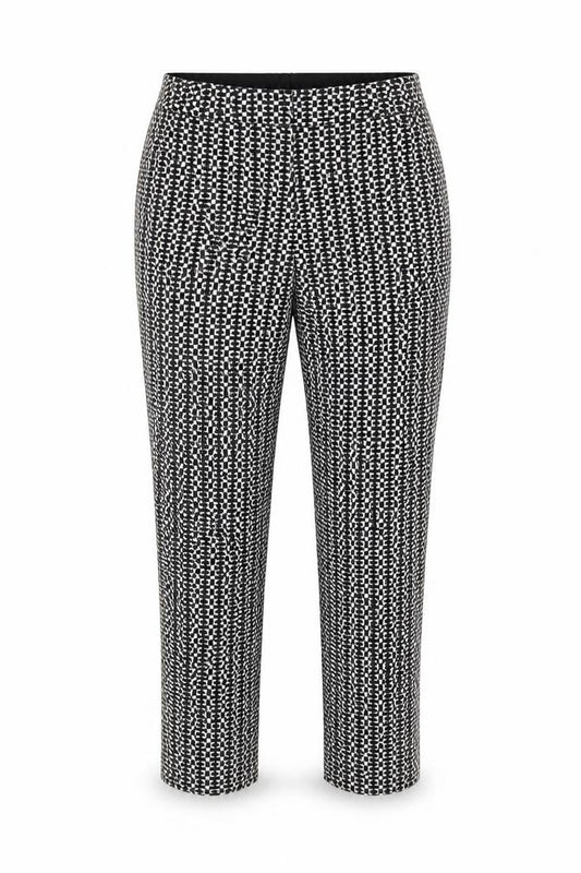 Miss Selfridge Women Black & White Geometric Slim Trousers UK 12