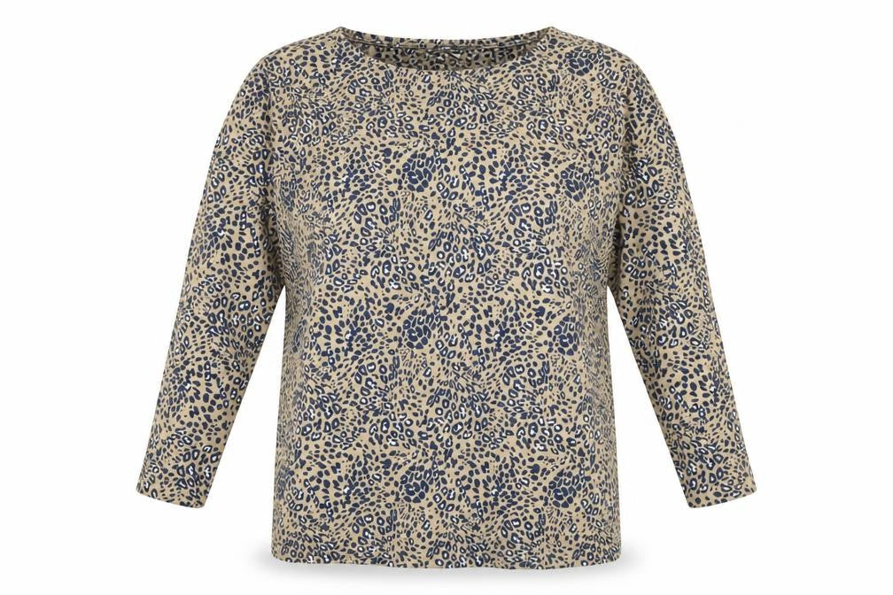Marks & Spencer Womens Beige Animal Print Long Sleeve T-Shirt Size L