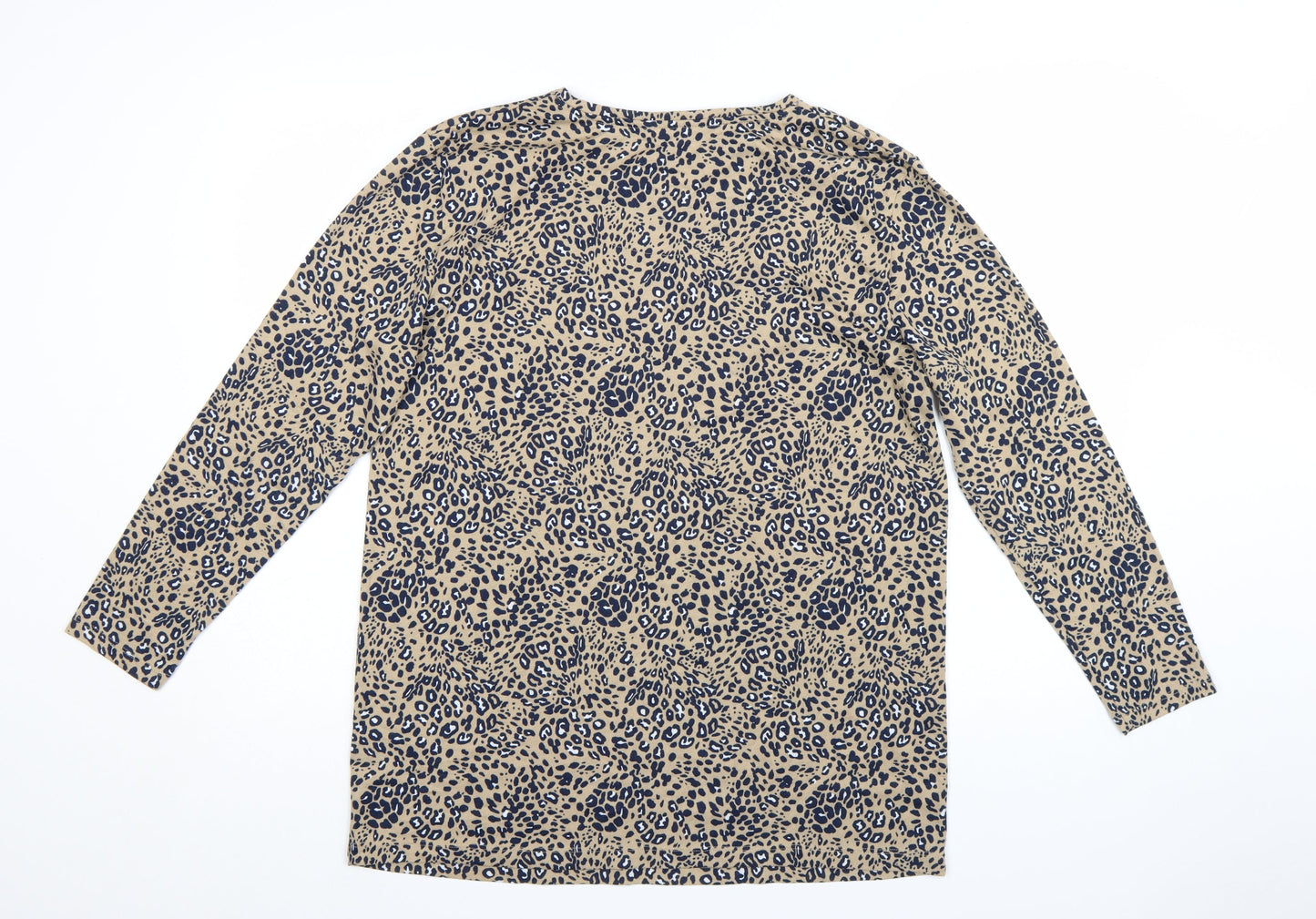 Marks and Spencer Womens Beige Animal Print Long Sleeve T-Shirt Size L