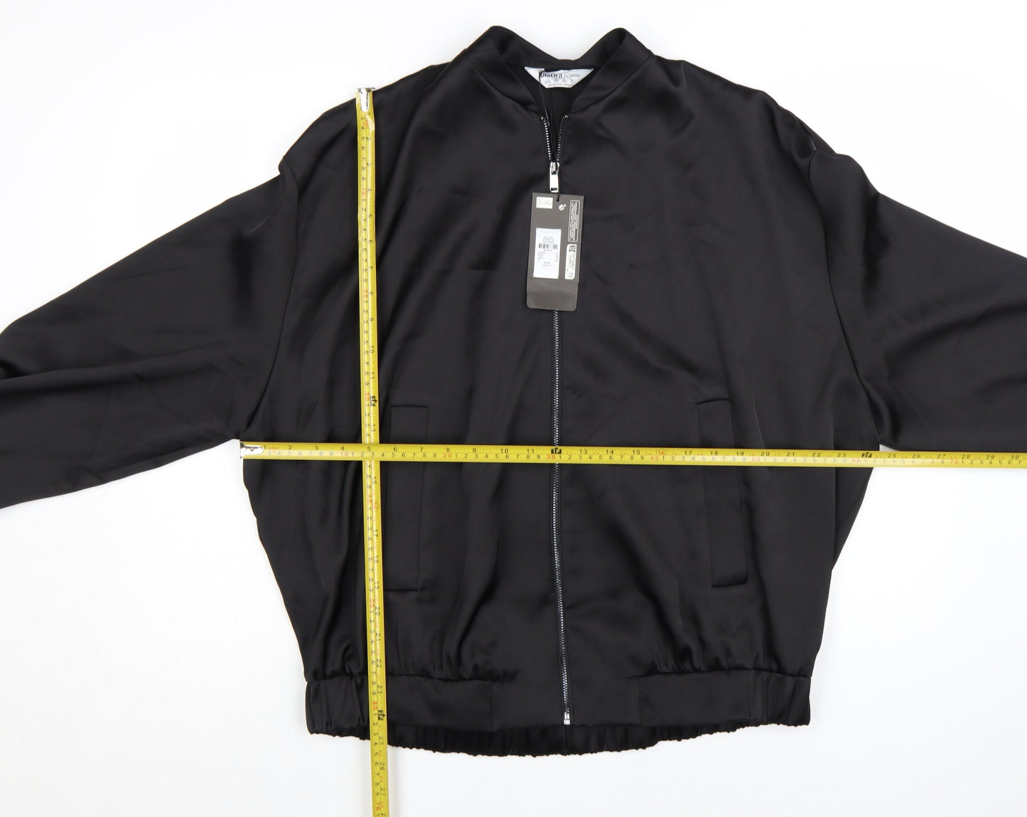 Primark Women’s Black Bomber Jacket Size 12 Polyester Satin Zip-Up