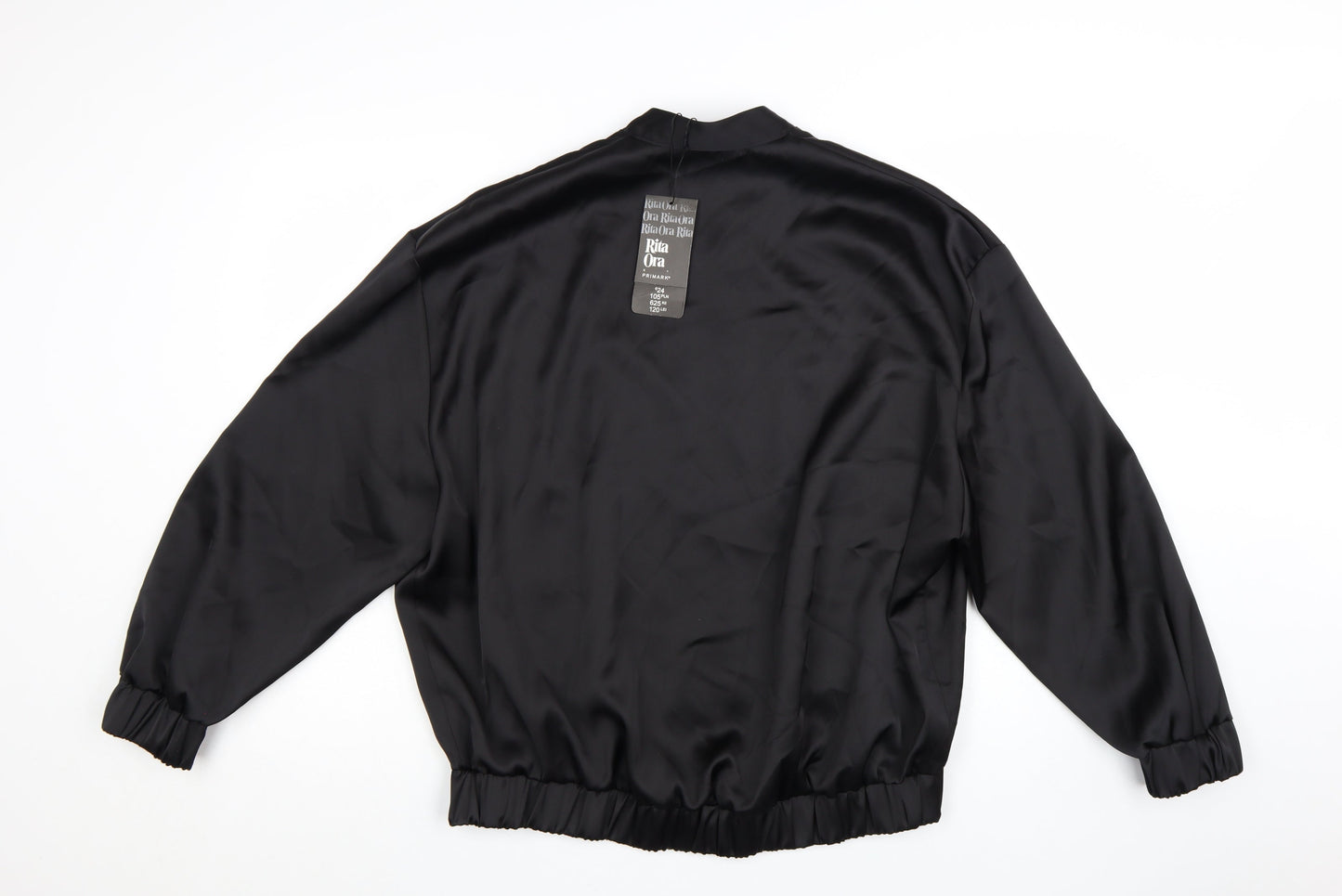 Primark Women’s Black Bomber Jacket Size 12 Polyester Satin Zip-Up