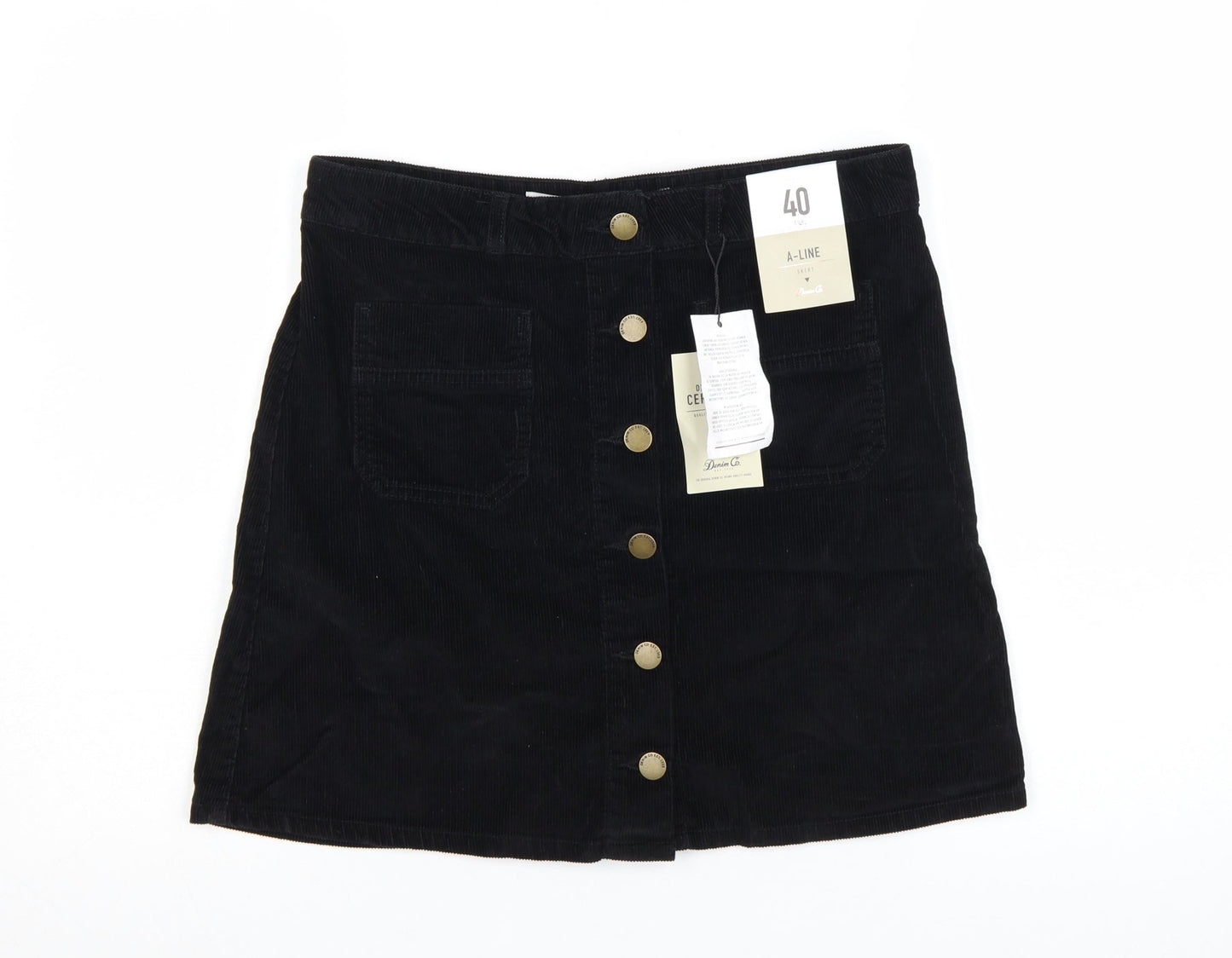 Denim Co. Women's Black Corduroy A-Line Mini Skirt Size 12