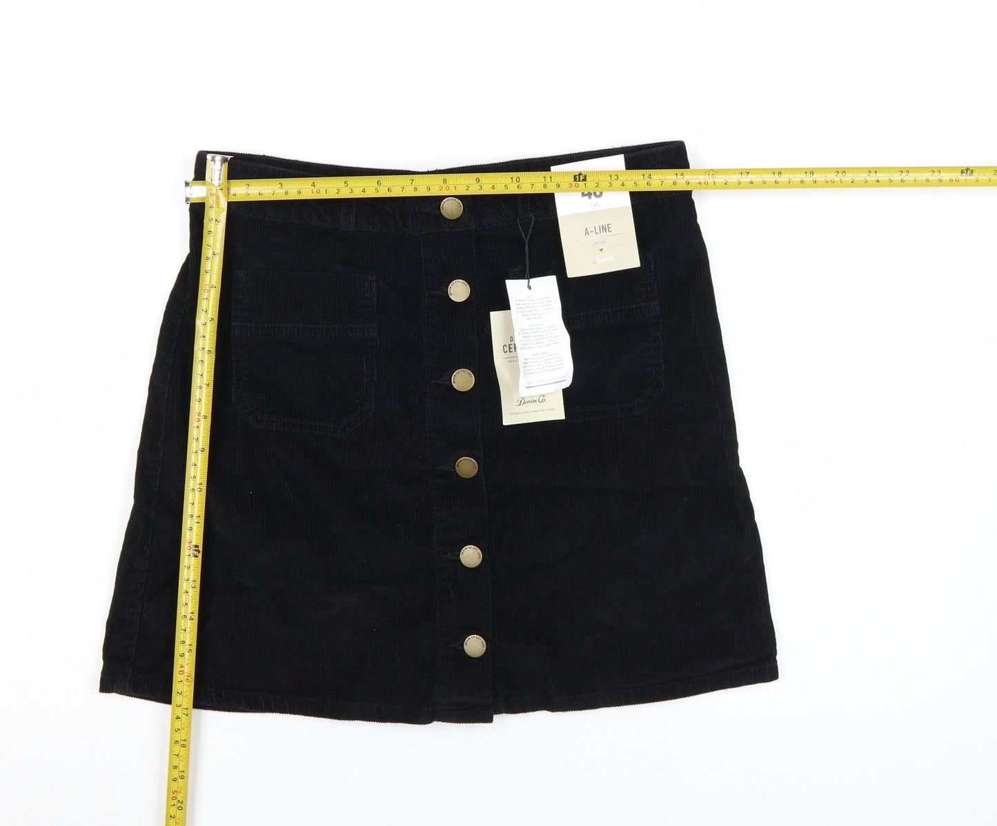 Denim Co. Women's Black Corduroy A-Line Mini Skirt Size 12
